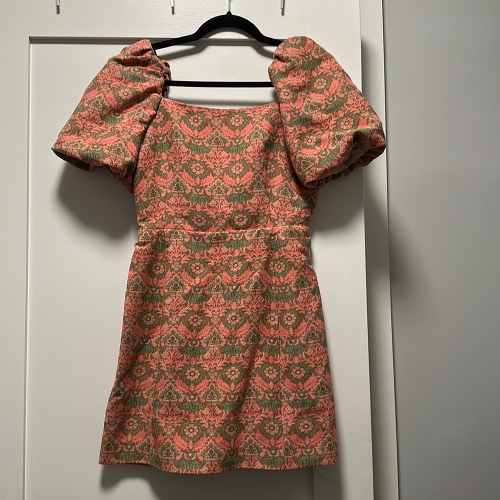 Sezane Pink and Green Midi Dress